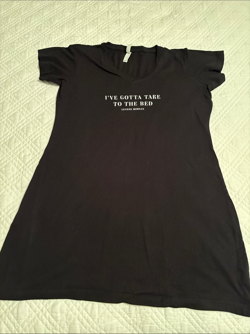 Leanne Morgan Black Short Sleeve Nightdress with Text Print